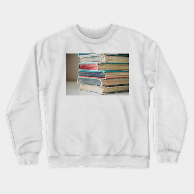 Colorful Vintage Hardcover Book Stack Crewneck Sweatshirt by Amy-K-Mitchell